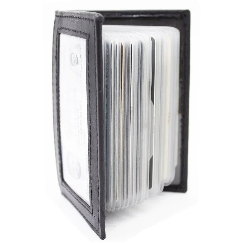 Men Genuine Leather Bifold Credit Card Holder with RFID Blocking